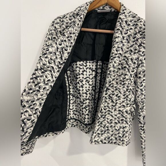 Akris Punto Black and White Abstract Print Lined Blazer Size 6 - Picture 13 of 16